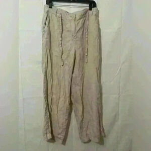 Sutton Studio Women's Linen Cream Wide-Leg Pants - Size 16W, Perfect for Summer
